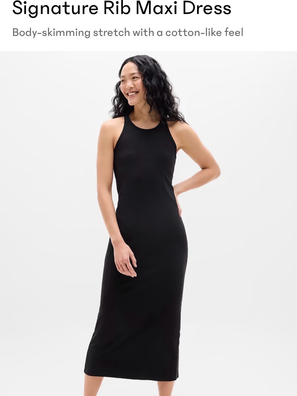 Athleta Black Signature Ribbed Midi Dress